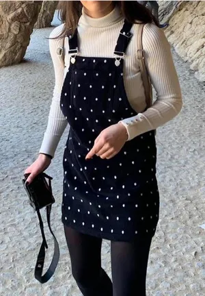 Topshop Polkadot Corduroy Overall Dress thumbnail 1