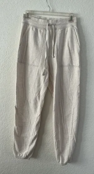 Aerie Joggers S Long Oatmeal Heather Cotton Drawstring High Waist Lounge Pants thumbnail 1