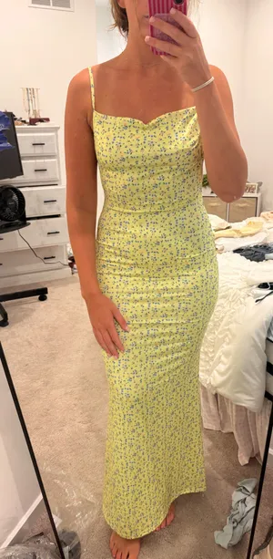 Amazon Yellow floral maxi dress thumbnail 3