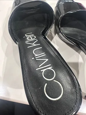 Calvin Klein shiny black slide heel kitten heels size 9 thumbnail 4