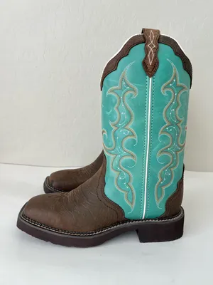Justin Gypsy Raya turquoise cowgirl boots square toe NEW 6.5 READ Description thumbnail 4