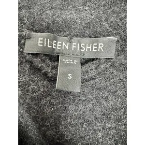 Eileen Fisher Gray 100% Merino Wool Fringed Snap Front Cardigan Jacket Small thumbnail 6