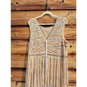 Mac Duggal 5445 Size 14 Beige Beaded Sequined Embellished Long Maxi Gown Dress thumbnail 12