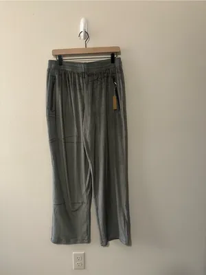 NWT SKIMS velour track pants gunmetal smoke grey size medium wide leg thumbnail 2