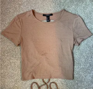 Forever 21 Brown/Tan Open Back Lace Up Crop Top thumbnail 1