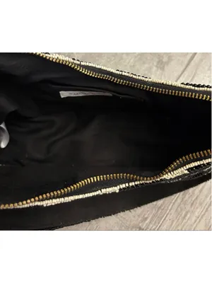 Anthropologie Shoulder Bag One Size Black White Beaded thumbnail 3