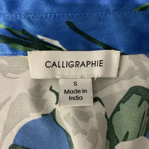 Anthropologie Calligraphie Blouse Small Blue Long Sleeve Boho Resort thumbnail 6