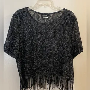 Sharade Nites Women’s Top Blouse Shirt Black Silver Sparkle Size 18 18W Bust 46” thumbnail 1