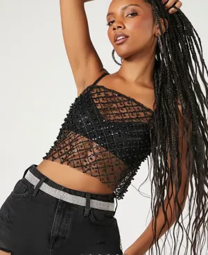Forever 21 Sheer Beaded Cami thumbnail 1