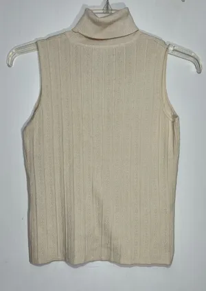 NWT Kate hill beige/cream silk Sleeveless Turtleneck Knit Top size S thumbnail 1