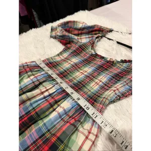 Hill House Home The Louisa Nap Dress in Ivory Red Tartan Small thumbnail 5