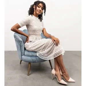 NWT BALTIC BORN Windsor Lace Midi Dress Ivory Nude Feminine Romantic Small thumbnail 4