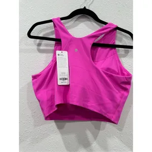 CRZ YOGA Butterluxe Racerback High Neck Longline‎ Sports Bras pink size xl thumbnail 4