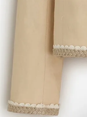 J. Crew Linen Cropped Lady Jacket Raffia Blazer in Buff Clay Beige Size 16 thumbnail 5