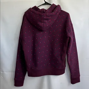Champion Reverse Weave Hoodie Small Women's All Over Logo Print Burgundy Maroon thumbnail 5