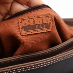 Leslie Fay Shoulder Bag Womens Medium Tote Brown Black Faux Lizard Trim thumbnail 6