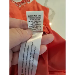 New In Wrinkly Fabric Style Orange Cotton Babydoll Strappy Size L Dress NEW thumbnail 9
