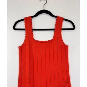 Reiss Womens Top Red Dory Stitch Interest Square Neck Vest Tank Stretch Small thumbnail 7