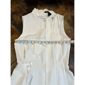Jay Godfrey White Mia Mini Swing Sleeveless Tie Neck Ruffle Size 6 Dress thumbnail 8