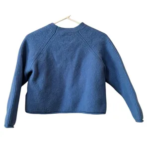 Part Two Women‎ Size Large Wool Blend Crop Sweater Blue Long Sleeve Stretch City thumbnail 2