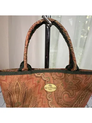 ETRO Paisley Mini Libra Hand Bag Tote Small Nylon Clasp Fabric Pattern Authentic thumbnail 5