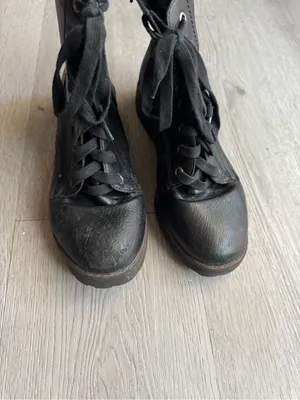 Women’s Combat Ankle Boots Black Size 8 thumbnail 4