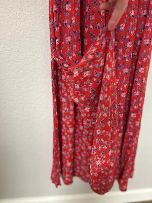 Kimchi Blue Floral Smocked Off Shoulder Midi Dress Red Ditsy Print Size Small thumbnail 5