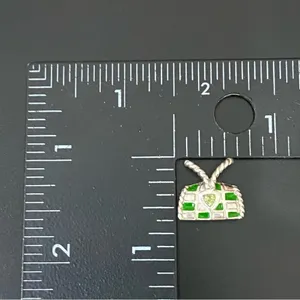 Sterling Silver 925 Green Enameled Peridot Birthstone Purse Bag Pendant 4g. thumbnail 5