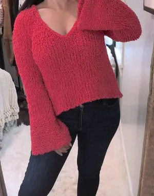 Free People small pink oversized knit sweater thumbnail 4