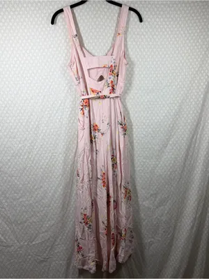 Anthropologie Akemi + Kin Pink Adia Floral Linen Rayon Blend Tie Waist Jumpsuit thumbnail 4