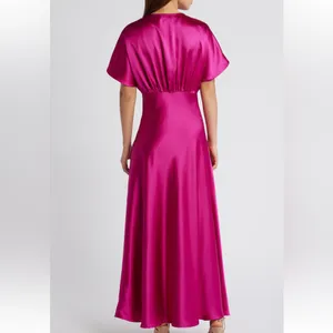 Dress Forum Magenta Satin Maxi Dress thumbnail 2
