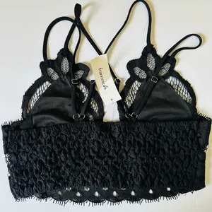 Francesca Collections Top Black‎ Lace Bralette Sz Large thumbnail 2