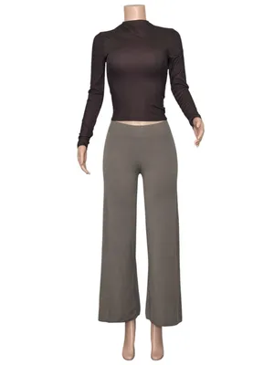 Kookai Lily Long Sleeve Ribbed Knit Mock Turtleneck Top, Ganache, FR36/US4 thumbnail 7