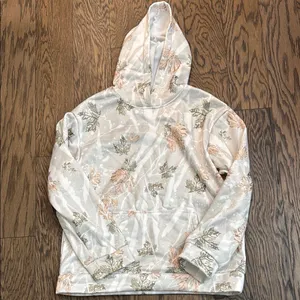 Leaf Patterned Hoodie White Size M thumbnail 1