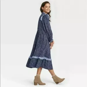 Universal Thread Dress Size XS Prairie Target Blue Floral Farmcore Country NWT thumbnail 3