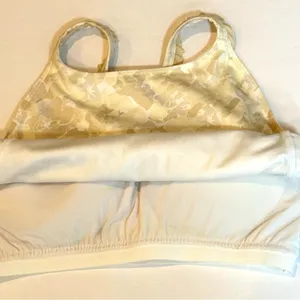 Body & Sol Longline Sports Bra Neutral Floral Racerback Stretch Yoga Top M thumbnail 4