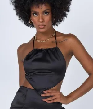 Princess Polly misty black scarf top thumbnail 1