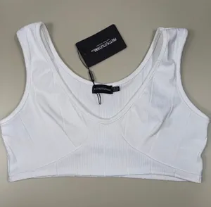 PrettyLittleThing White Ribbed Crop Tank Top Women’s US 12 NWT thumbnail 1