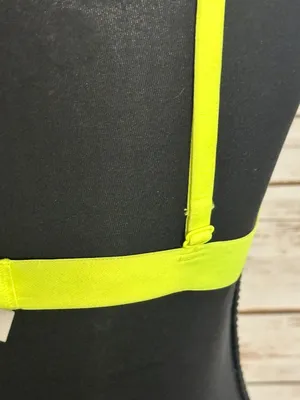 PINK Victoria's Secret mint green/neon yellow lace triangle bralette Size Medium thumbnail 7