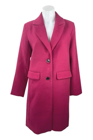 Banana Republic Pink Wool Notched Collar Long Sleeve Walker Pea Coat Jacket Sz S thumbnail 1