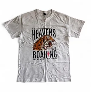 "The Heavens Are Roaring" Tiger Graphic Tee Medium White thumbnail 1