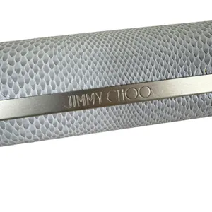 Jimmy Choo White‎ Faux Snakeskin Magnetic Closure Hard Side Eyeglass Case thumbnail 2