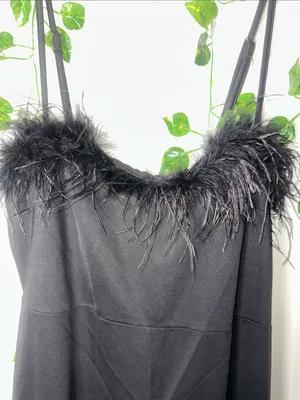 BooHoo Black Feather Strappy Wide Leg Jumpsuit thumbnail 6