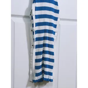 Solid & Striped Womens Ribbed Midi Dress Large Blue White Stripe Resort Beachy thumbnail 9