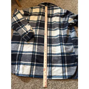 Vine & Valley Blue Plaid Long-Sleeve Flannel Shacket Large NWT thumbnail 5