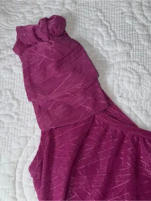 Charlotte Russe Y2K One Shoulder Going Out Top. Size: Small. Color: Magenta. thumbnail 2