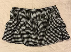 Wild fable black gingham ruffle skort thumbnail 1