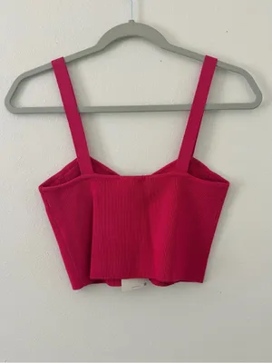 NWT Zara Baby Doll Ribbed Bodycon Sweetheart Knit Crop Tank Top size medium thumbnail 3