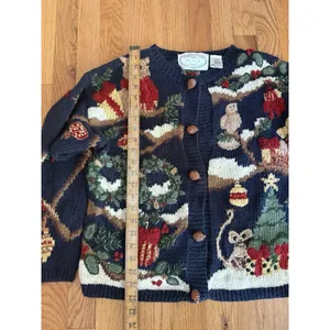 Eagles Eye Collectibles Christmas‎ Sweater Vintage Women's M Owl Bear Santa Bell thumbnail 6