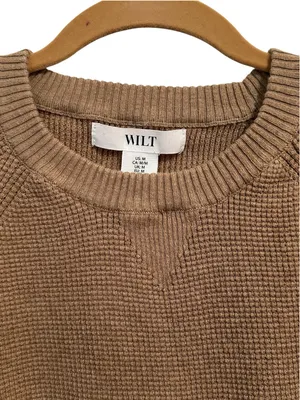Wilt Womens Waffle Knit Crewneck Sweater Top Cotton Cashmere Preppy Casual thumbnail 3